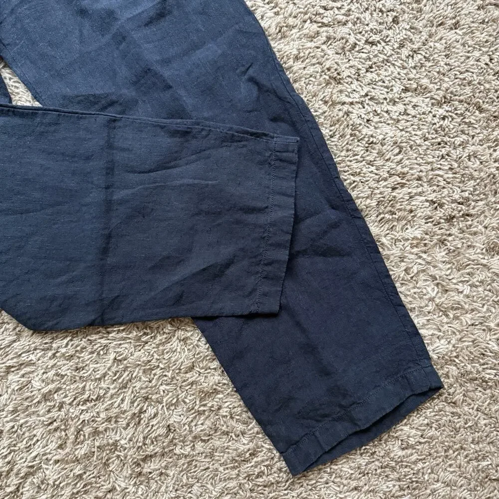 J. Crew Navy Blue Relaxed Fit Linen Pants Always Green Label Men’s Size 33x32